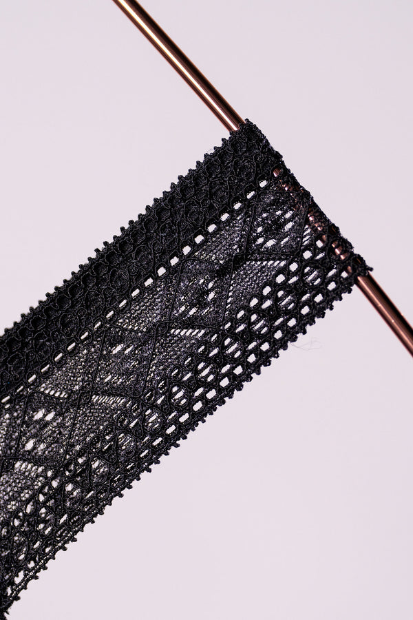 Close-up of a black lace waistband
